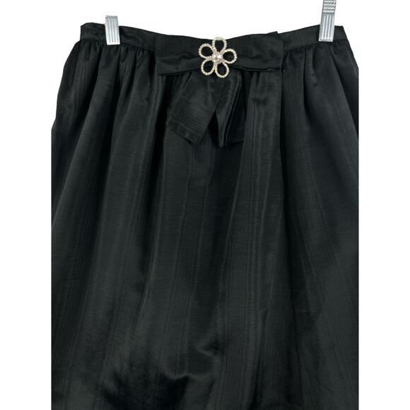 Vintage Jane Metallic A-Line Black Bow Embellished Skirt 6 - Picture 3 of 6
